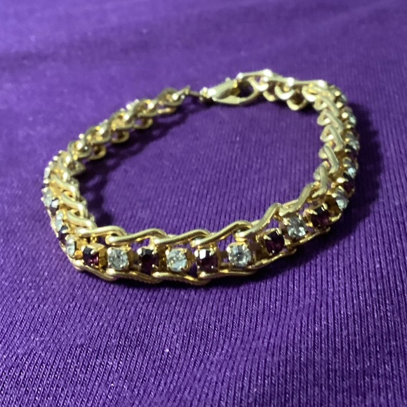 Bracelet With Purple and Clear Crystals - Picture 1 of 3